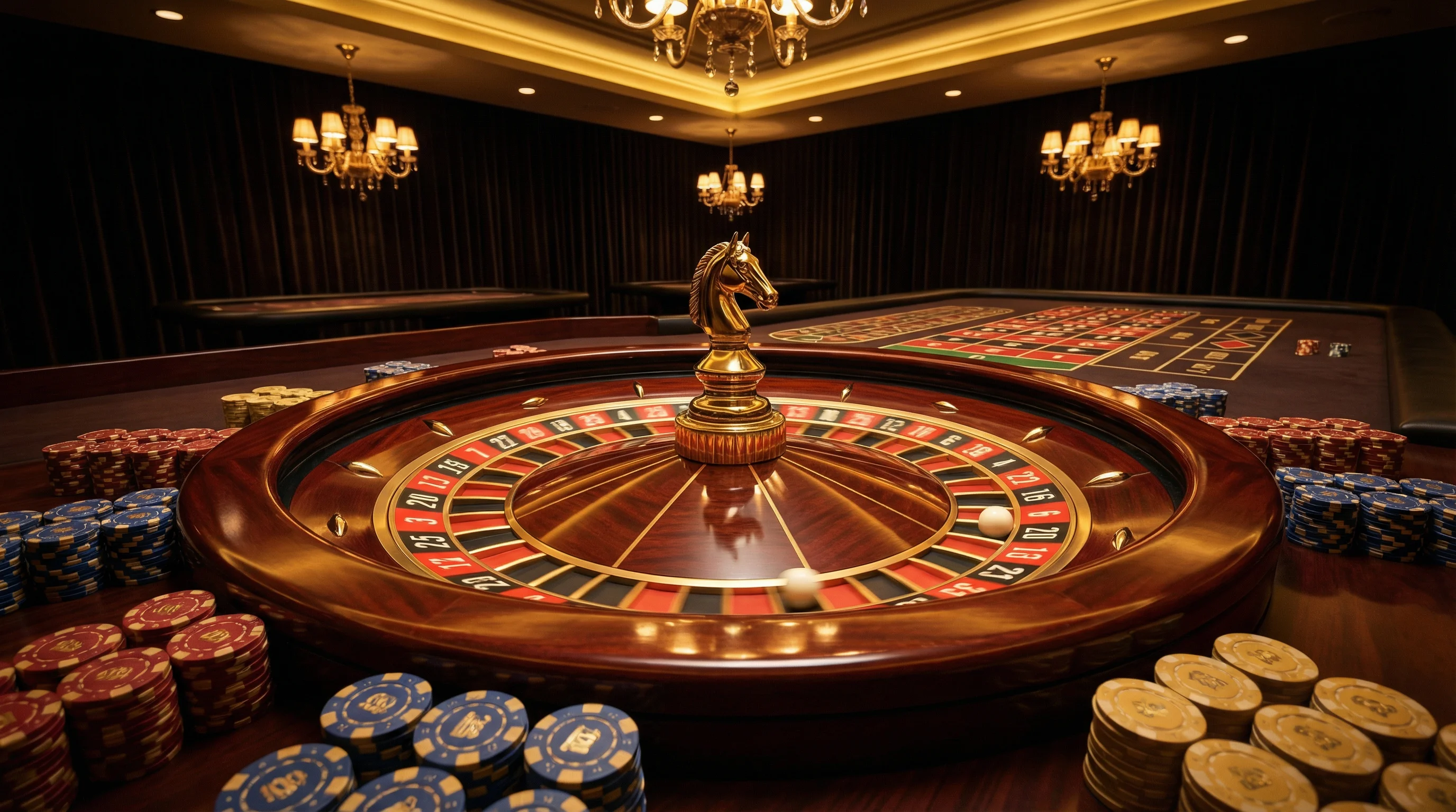 Roleta europeia de luxo com bola girando no luvabet